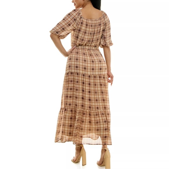 Luxology Tan and Brown Scoop Neck Sundress - Picture 2 of 11